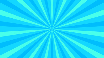 Retro blue sun rays on halftone bg. Pop art comic cartoon