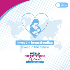 World breastfeeding week, 1-7 August  vector illustration design with lactation symbol. Best for maternal campaign poster, education, template, greeting, banner, flyer, promo and social media feed.