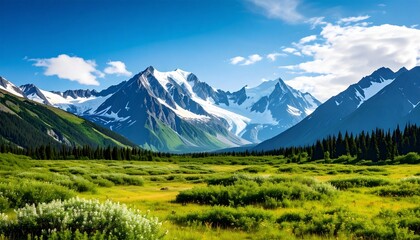 Alaska mountain range  nature landscape covered with snow wallpaper 