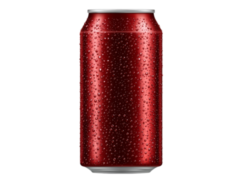 Red aluminum soda can with condensation isolated on black background, Isolated On White, Png, Transparent Background