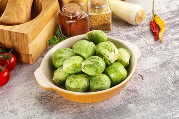 Brussels sprout cabbage in the bowl