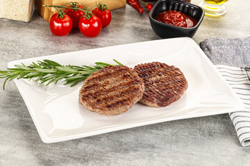 Grilled two beef burger cutlet