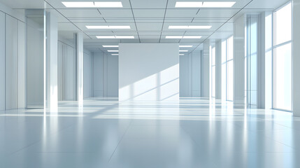 Obraz premium White open space office interior, mock up wall