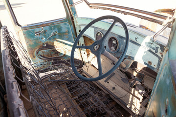 ruined car interior