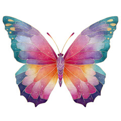 Painted Rainbow Butterfly: A vibrantly painted butterfly, its wings a kaleidoscope of colors, showcases intricate patterns. Illustrating the beauty of nature's winged wonders.