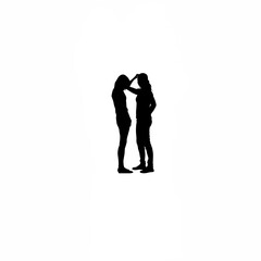 Silhouette of woman standing with hand on forehead in realization on white background