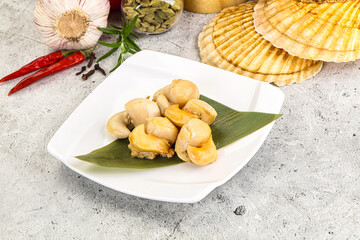 Delicous luxury baked seafood scallops