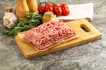 Raw uncooked red minced meat