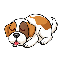 Saint bernard dog cartoon character sleeping 