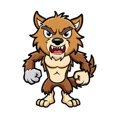 Angry werewolf cartoon mascot character 