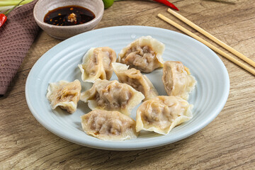Asian steamed dumplings with meat