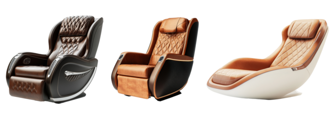 Collection of a luxury, soft and elegant airplane seat isolated on transparent background. PNG