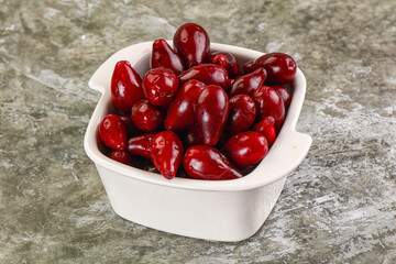 Ripe sweet juicy digberry cornel