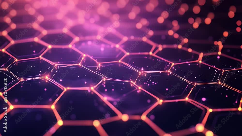 Poster abstract hexagonal network with glowing connections