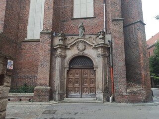 Gothic, polish, medieval church detail. Old architecture. Central Europe.