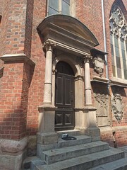 Gothic, polish, medieval church detail. Old architecture. Central Europe.