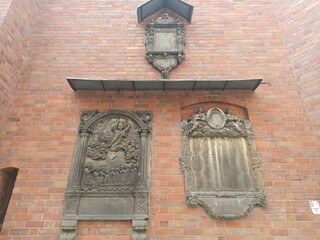 Obraz premium Gothic, polish, medieval church detail. Old architecture. Central Europe.