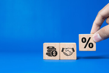 Wooden cube block with Concept of loan