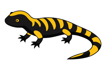 Cute cartoon fire salamander with black and yellow stripes