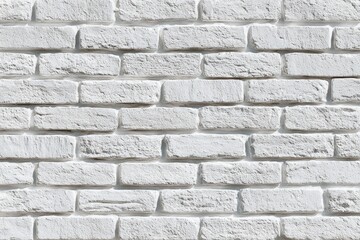 Fototapeta premium A seamless texture of a whitewashed brick wall, showcasing subtle variations in tone and the staggered pattern of the bricks, creating a clean and minimalist backdrop