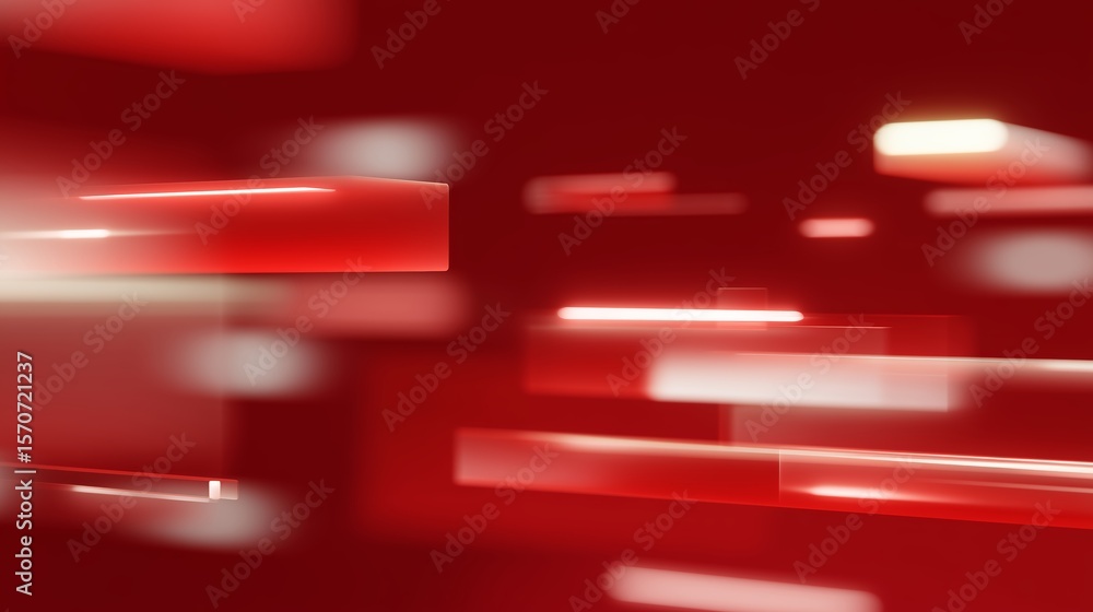 Poster vibrant red abstract background with dynamic light patterns in motion and glowing rectangles creatin