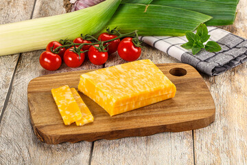 Marble yellow cheese with slices