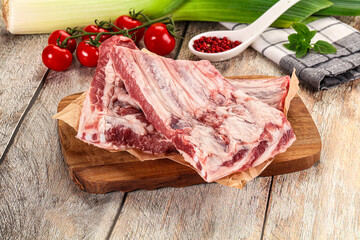 Raw pork ribs for cooking