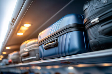 suitcases on the luggage rack inside the plane



4/4

