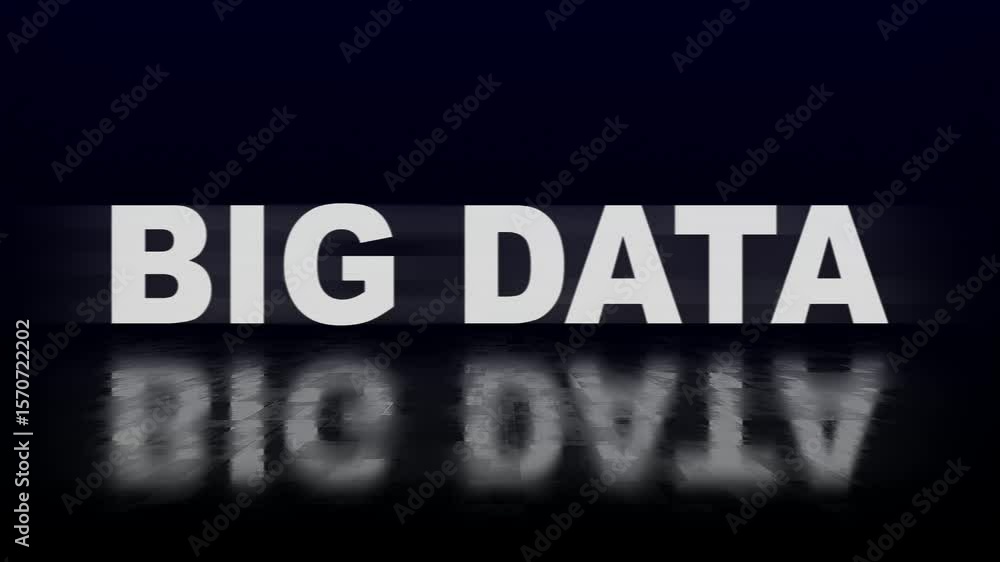 Poster big data glitch text abstract vintage twitched 4k loop motion animation . black old retro digital tv