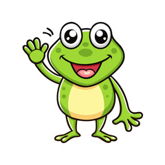 A cute cartoon frog waving 