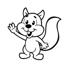 Fototapeta premium Cartoon funny squirrel waving hand isolate 