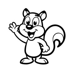 Cartoon funny squirrel waving hand isolate 