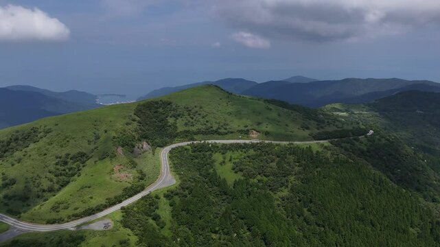 西伊豆スカイラインと達磨山と戸田の町（空撮） - 静岡県伊豆市,日本