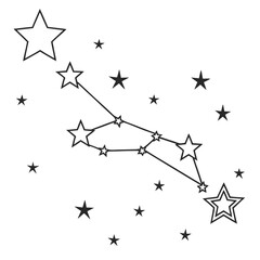 Celestial star pattern with connecting lines and scattered stars constellation