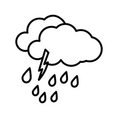 Rain Storm Clouds. Bad weathervector illustration, pictogram isolated on white background. color editable