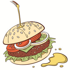 Delicious burger with juicy tomato and lettuce hamburger food