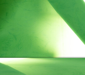 Green background light shadow leaves abstract nature on blur wall cement podium loft product,...