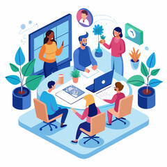 Diverse team collaborating in a modern office business meeting collaboration