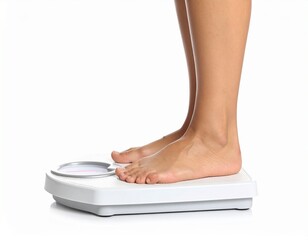 Woman Standing on a Scale for Weight Management.