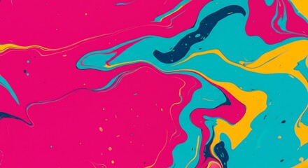 Abstract Fluid Acrylic Painting with Swirling Pattern and Vibrant Color Palette