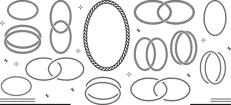 circle rope badge frame woodcut engraving vector illustration
