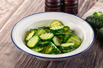 Fresh green ripe cucumber slices