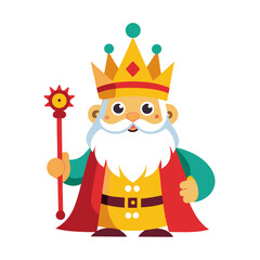 King character with crown and scepter cartoon