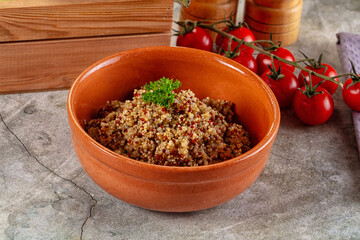Boiled quinoa cereal in the bowl