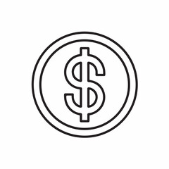 Black Outline Dollar Sign in Double Circle Icon money