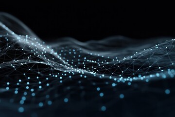 High-tech digital circuitry visualized with glowing blue connections representing data flow and networks.