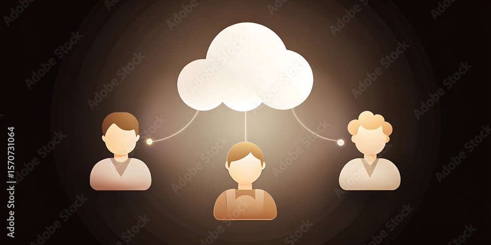 Aufkleber people are connected through the cloud network for data sharing and communication.