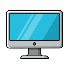 Modern computer monitor with blue screen and stand display technology