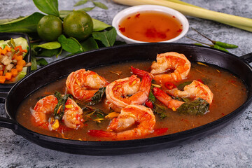 Asian sour spicy soup with prawn