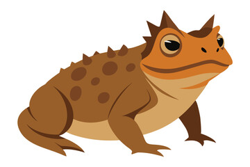 Cartoon illustration of a spiky brown toad with orange accents